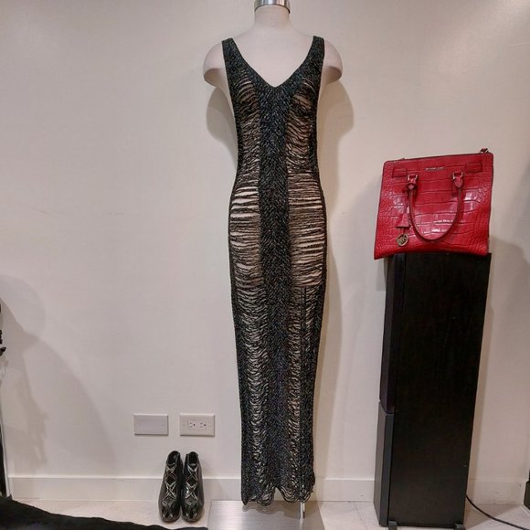 Vintage Distressed Crochet Maxi Dress in Metallic Black Thread - Picture 3 of 13